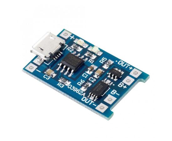 Arduino Kit TP4056+USB ЗУ для Li-ion, Li-po, 18650 1A до 4.2V (Micro USB) tm07580 купить в твоимодели.рф