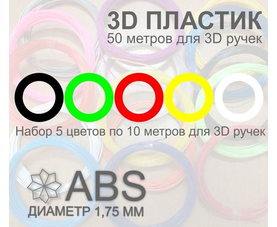  Набор ABS пластика для 3d ручек 5 цветов 1,75мм tm09166 купить в твоимодели.рф