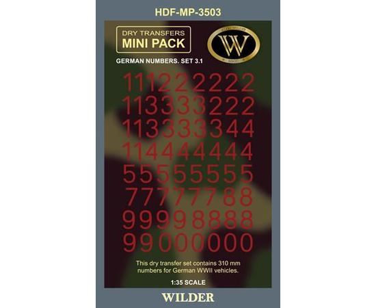 Необходимое для моделей Wilder HDF-MP-3503 Декаль Немецкие номера для наземной техники. Сет 3.1 tm09090 купить в твоимодели.рф