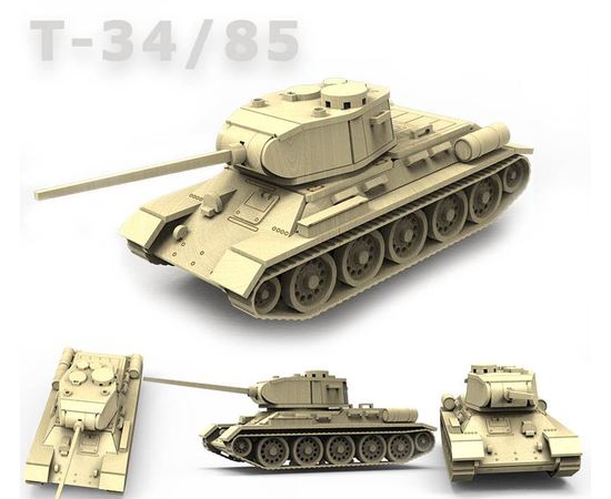 Склеиваемые модели  Т-34/85 танк СССР из дерева "Техника ВОВ" 3DLV-10193 Набор для сборки tm10193 купить в твоимодели.рф