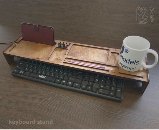 Изделия из дерева (фанеры) Подставка №4 для организации рабочего места над клавиатурой ПК (орех) tm10042-4K купить в твоимодели.рф