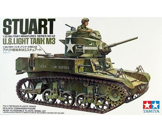 Склеиваемые модели  Tamiya 35042 M3 Stuart легкий танк США 1:35. tm05690 купить в твоимодели.рф