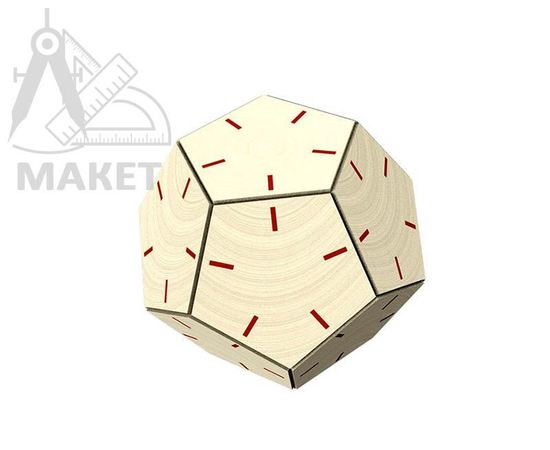 Изделия из дерева (фанеры) 12 гранный шар макет в векторе DXF фанера 4 мм (200 мм) tm-19-8672 купить в твоимодели.рф