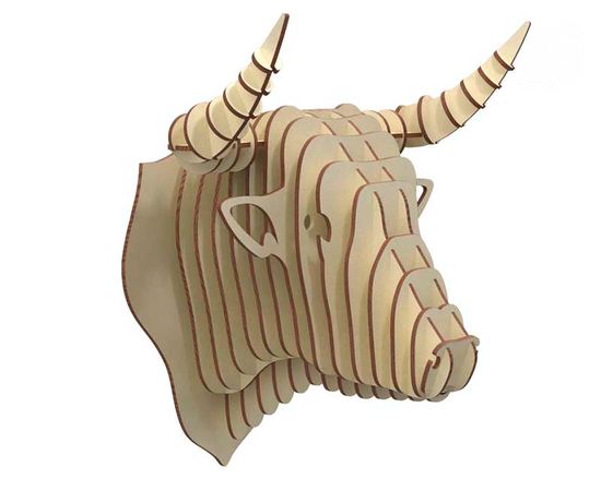 Изделия из дерева (фанеры) Голова быка из дерева (имитация чучела) на стену 28 см tm-19-8925 купить в твоимодели.рф