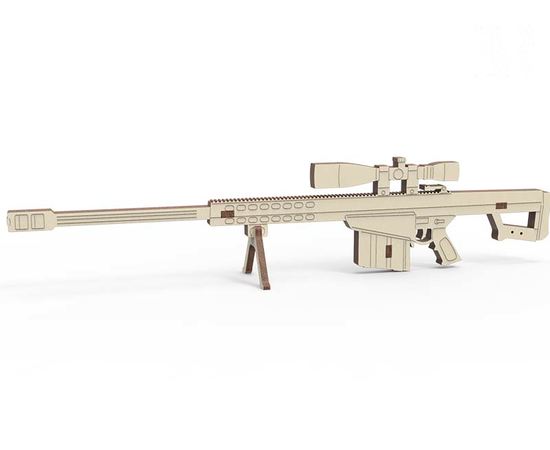 Изделия из дерева (фанеры) Винтовка снайперская Barrett M82A1​ США , Конструктор из дерева 30 см 6 деталей (ОПК-мини) tm-19-8939 купить в твоимодели.рф