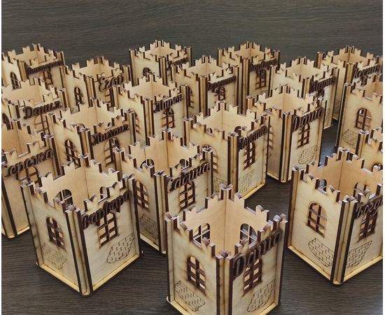 Изделия из дерева (фанеры) Подставка органайзер для канцелярии "Башня крепости" из дерева tm-19-8922 купить в твоимодели.рф