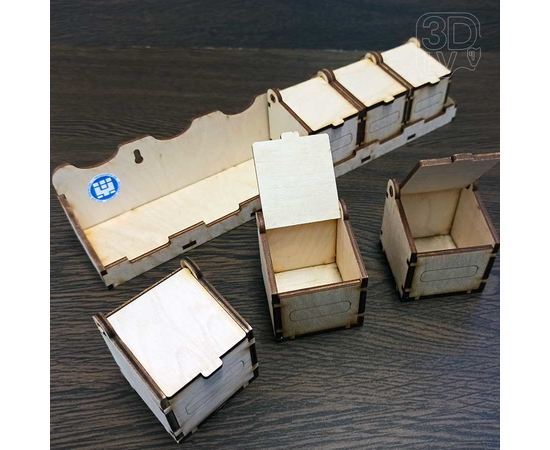 Изделия из дерева (фанеры) Полка с коробочками (6шт.) для хранения различных мелких предметов tm-19-9296 купить в твоимодели.рф