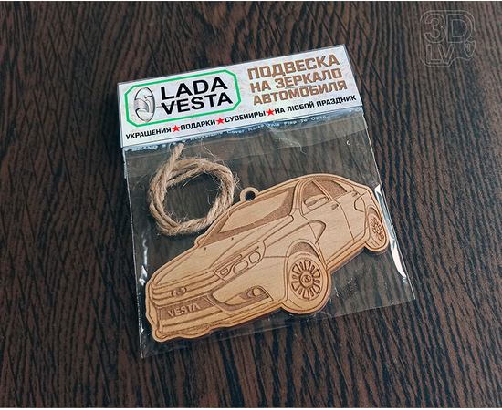 Изделия из дерева (фанеры) Lada Vesta брелок подвеска на зеркало автомобиля 10см из дерева tm-19-9245 купить в твоимодели.рф