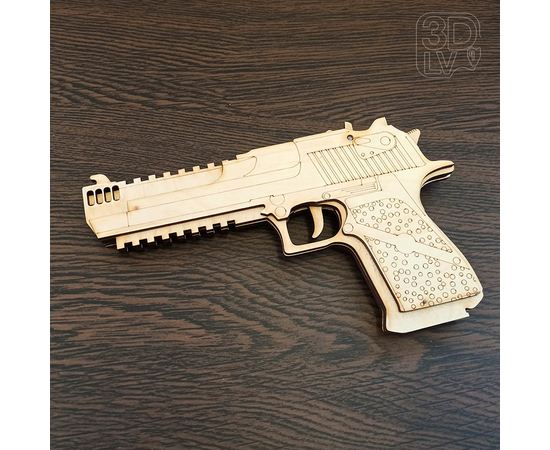 Изделия из дерева (фанеры) Резинкострел пистолет Desert Eagle фанера копия из дерева 1:1 (3DLV-19-9301) tm-19-9301 купить в твоимодели.рф
