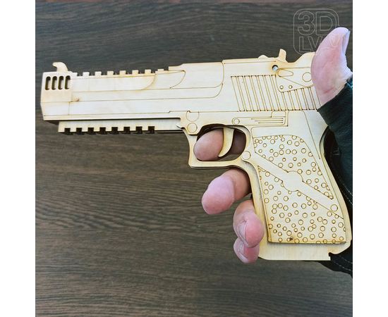 Изделия из дерева (фанеры) Резинкострел пистолет Desert Eagle фанера копия из дерева 1:1 (3DLV-19-9301) tm-19-9301 купить в твоимодели.рф