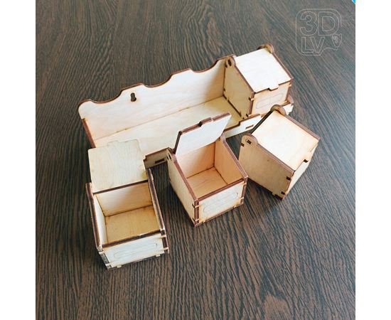 Изделия из дерева (фанеры) Полка с коробочками (4шт.) для хранения различных мелких предметов tm-19-9302 купить в твоимодели.рф