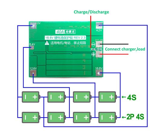 Arduino Kit BMS 4S (14.8В – 16.8В, 40A balance) контроллер заряда с защитой и балансировкой на 4 АКБ 18650 tm-19-9119 купить в твоимодели.рф