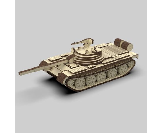 Изделия из дерева (фанеры) Т-62 Российский основной боевой танк. Конструктор масштабная модель  Набор для сборки, дерево 1/32 atm-05042022 купить в твоимодели.рф