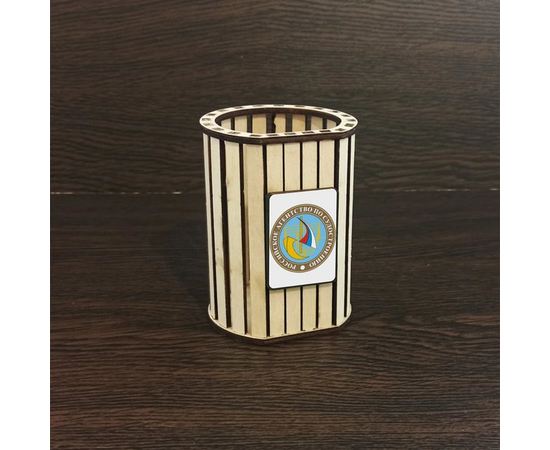 Изделия из дерева (фанеры) Подарочная карандашница с логотипом и символикой Российское агентство по судостроению (бюджетный групповой подарок) tm-080322-2-2-2 купить в твоимодели.рф